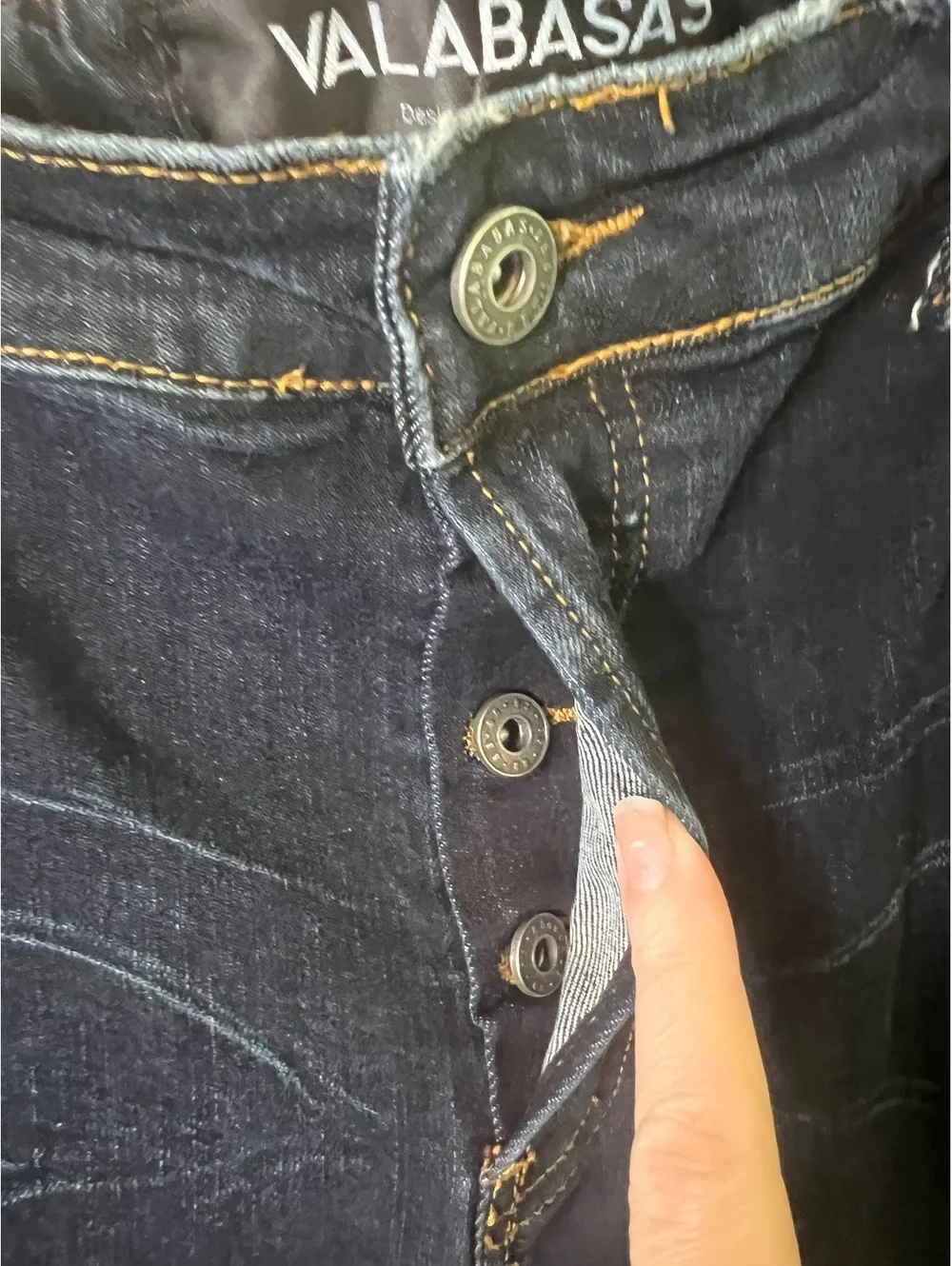 Valabasas Jeans Men's 40 Dark Wash Distressed Paint Splatter Skinny Button Fly